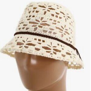 San Diego Hat Company cream white open crochet bucket hat